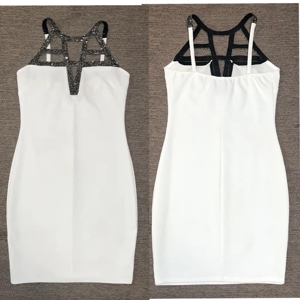 Charlotte Russe White and gray sparkly geometric moon rock mini cocktail dress! - Picture 13 of 15